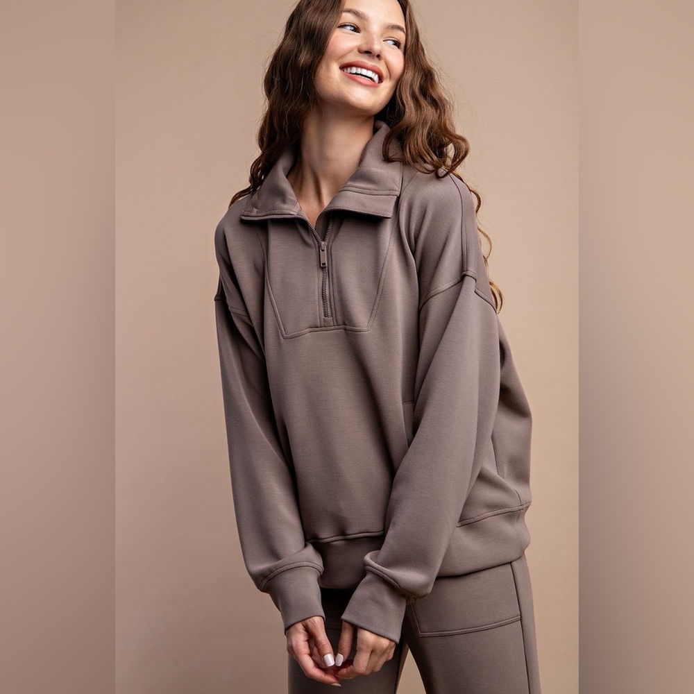 #467. Scuba Quarter Zip Pullover - Mocha